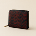 甲州印伝 Coin Purse — Black × Gold Pine Needle