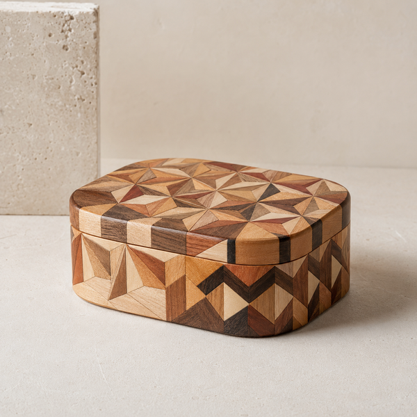 Yamamoto Woodworks Yosegi Zaiku Tray – Sayagata Pattern