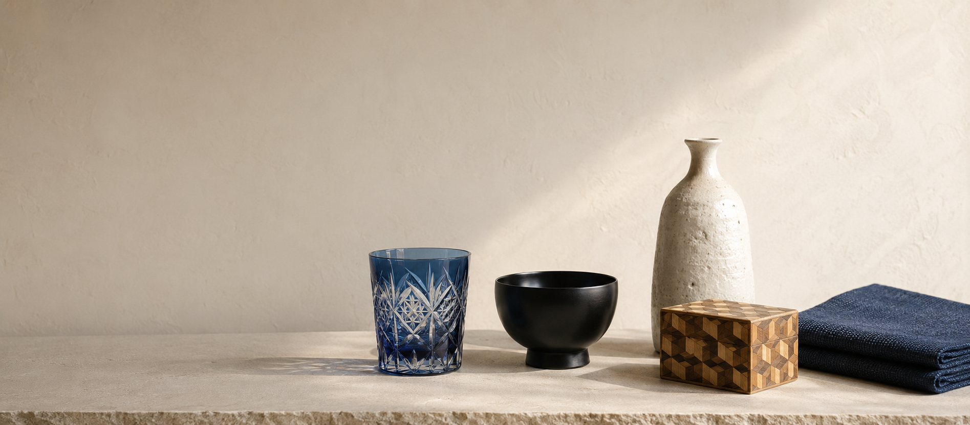 A curated arrangement of contemporary Japanese craft objects